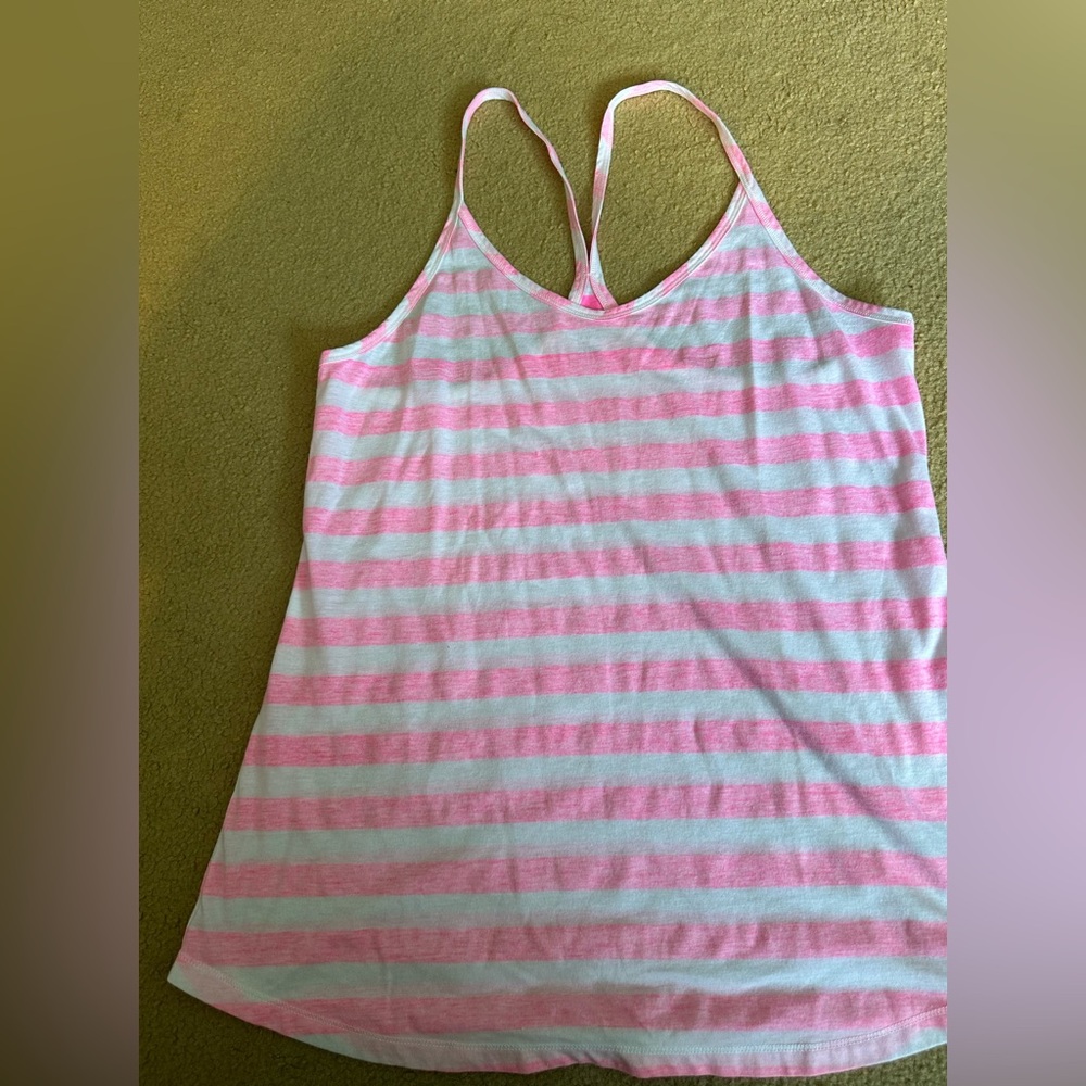 Victoria’s Secret 
VSX Sport

Pink and White Striped Tank Top